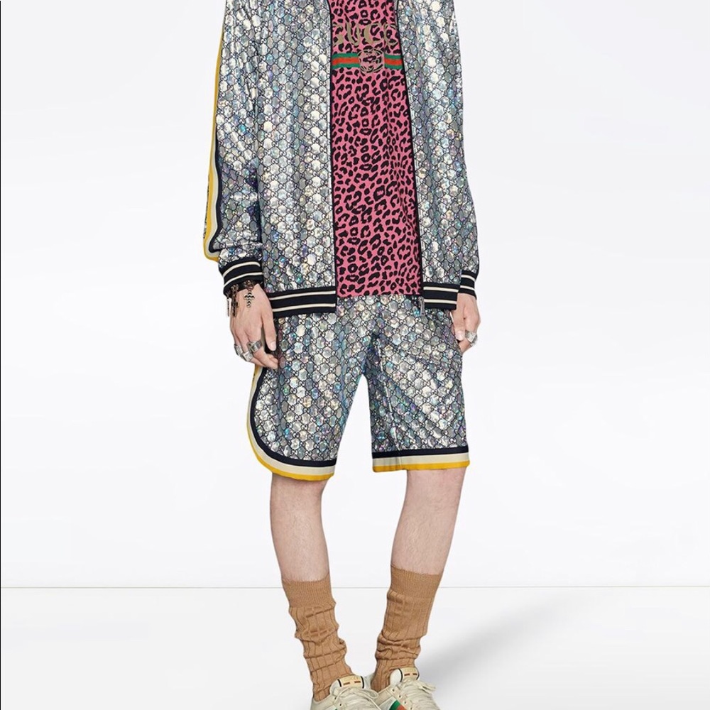 NWT Gucci Size M GG Laminated Sparkle Iridescent Shorts Ret $1280.00 - Picture 4 of 16